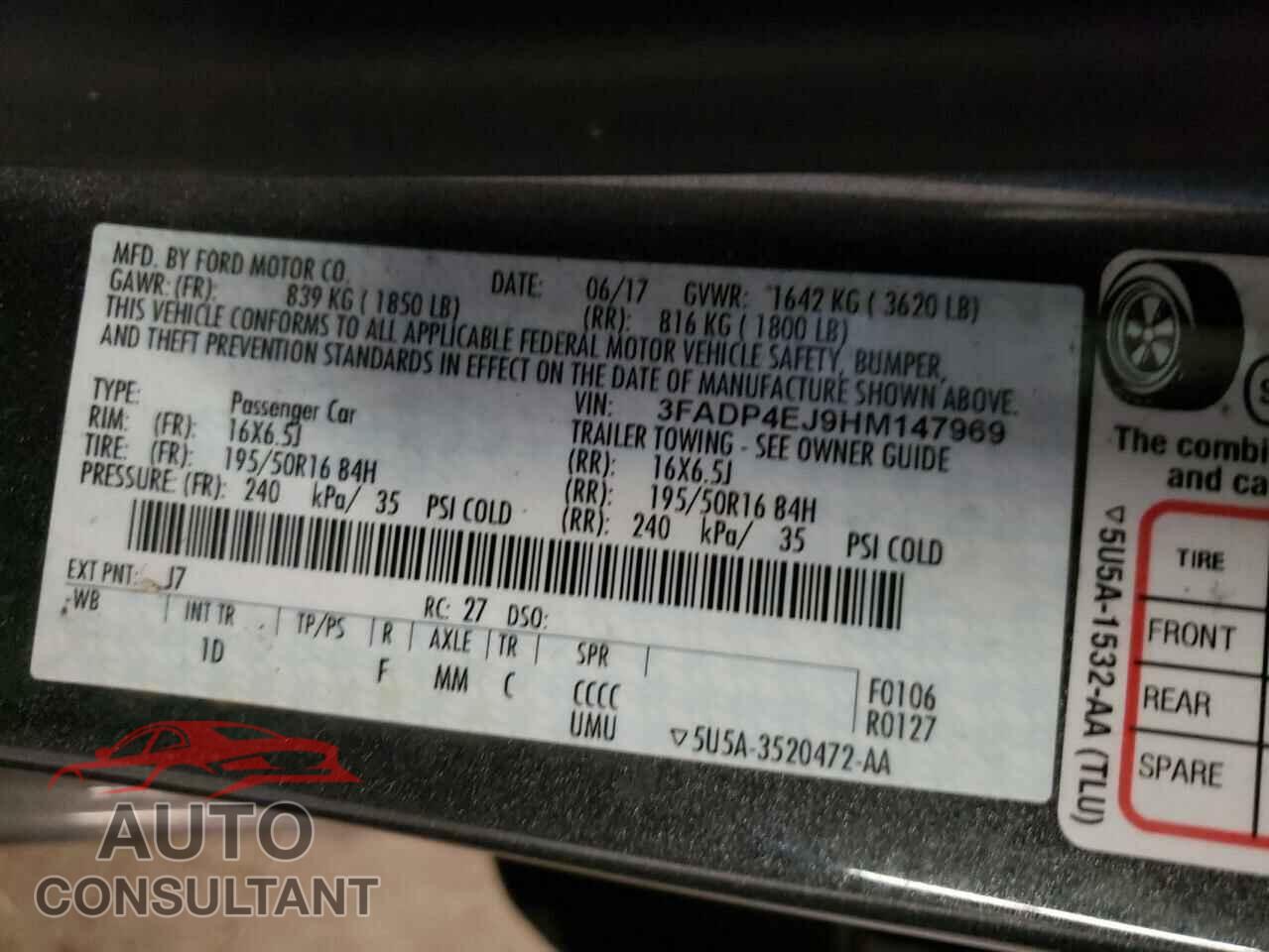 FORD FIESTA 2017 - 3FADP4EJ9HM147969