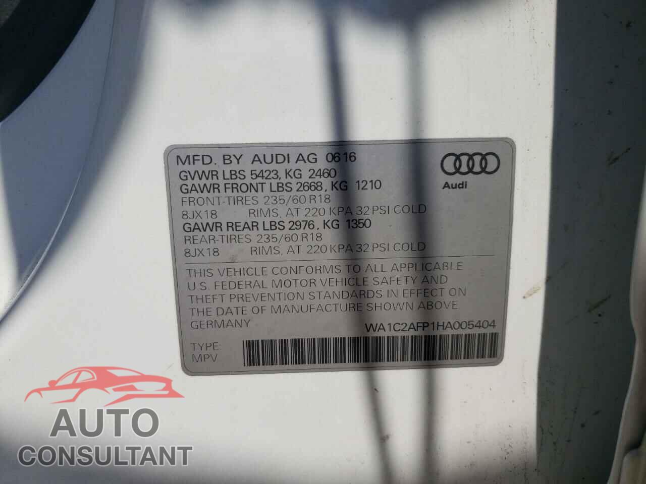 AUDI Q5 2017 - WA1C2AFP1HA005404