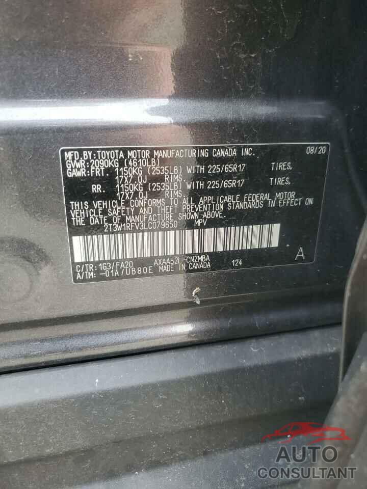 TOYOTA RAV4 2020 - 2T3W1RFV3LC079650