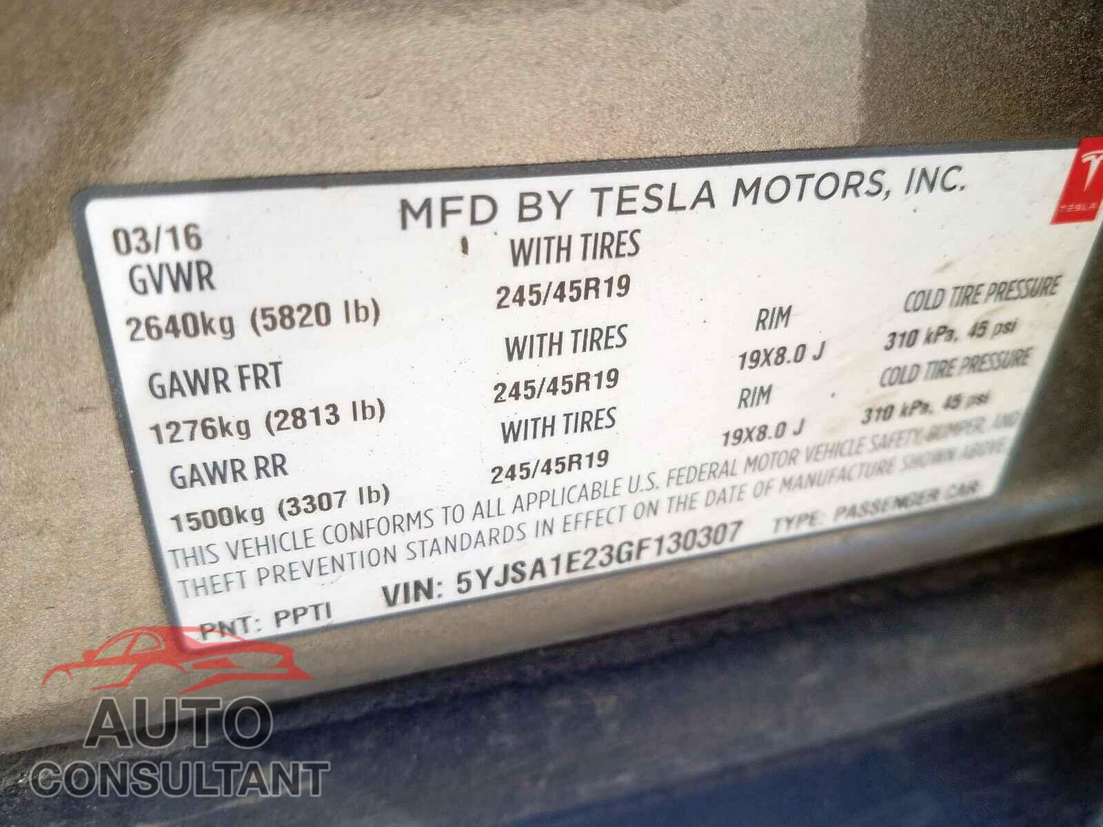 TESLA MODEL S 2016 - 5YJSA1E23GF130307