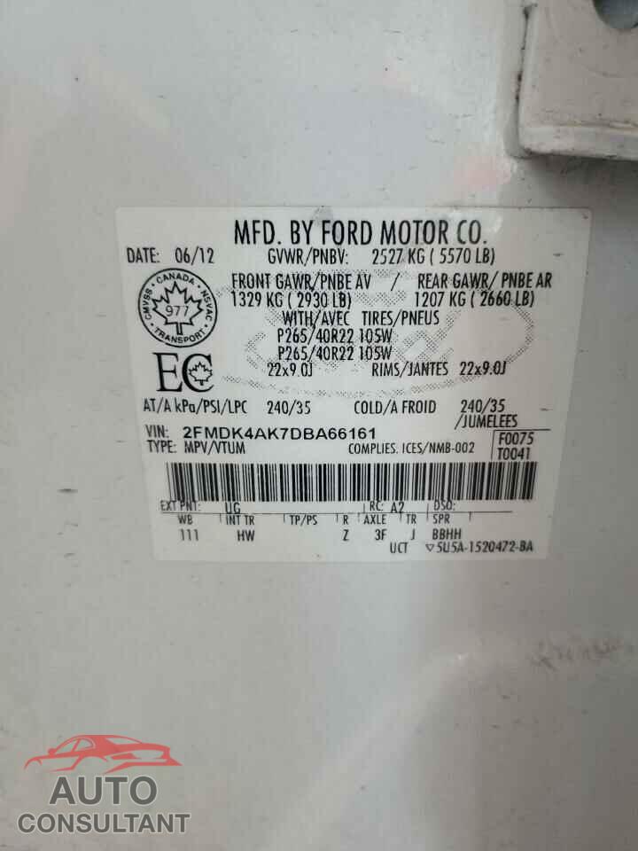 FORD EDGE 2013 - 2FMDK4AK7DBA66161
