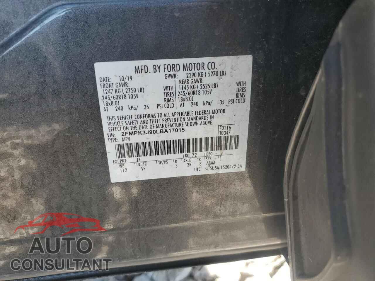 FORD EDGE 2020 - 2FMPK3J90LBA17015