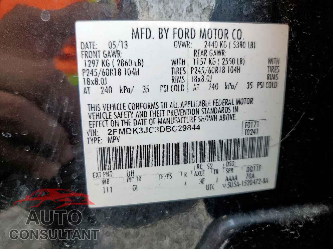 FORD EDGE 2013 - 2FMDK3JC3DBC29844