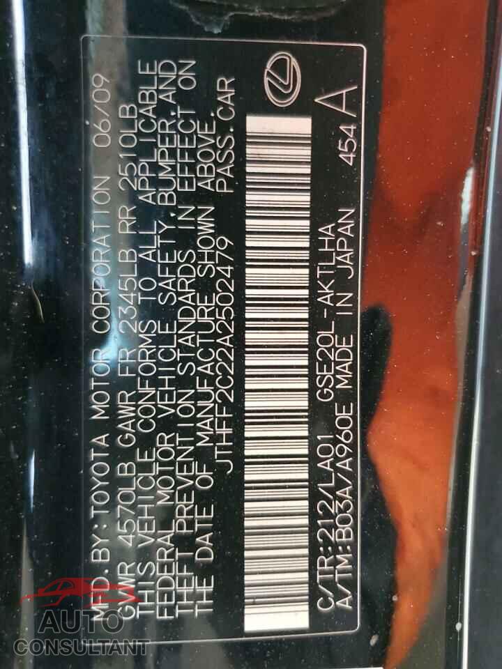 LEXUS IS 2010 - JTHFF2C22A2502479