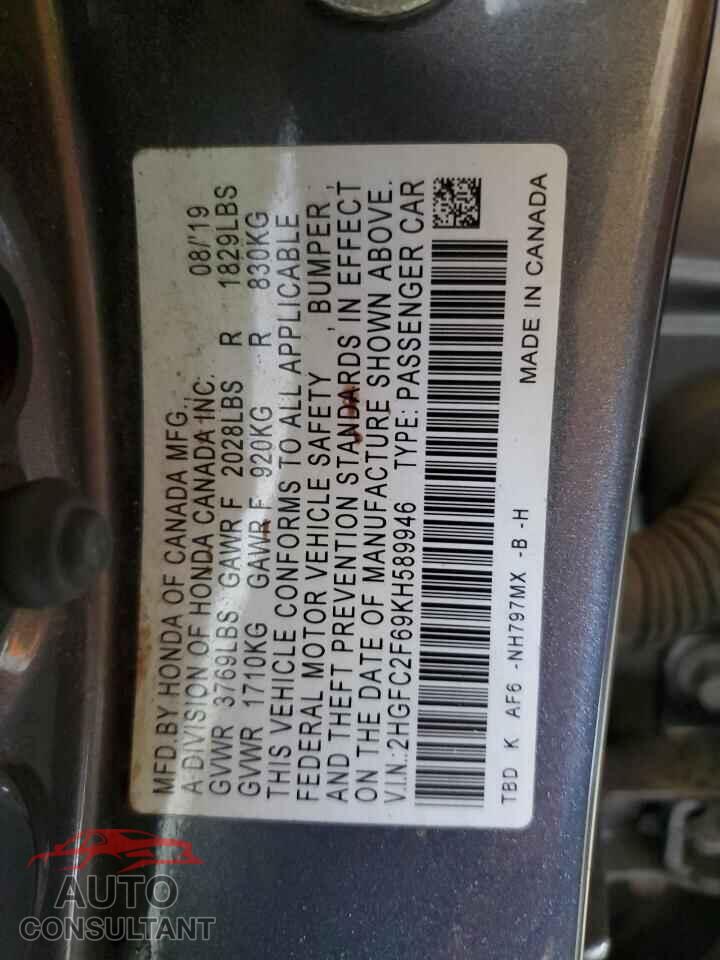 HONDA CIVIC 2019 - 2HGFC2F69KH589946
