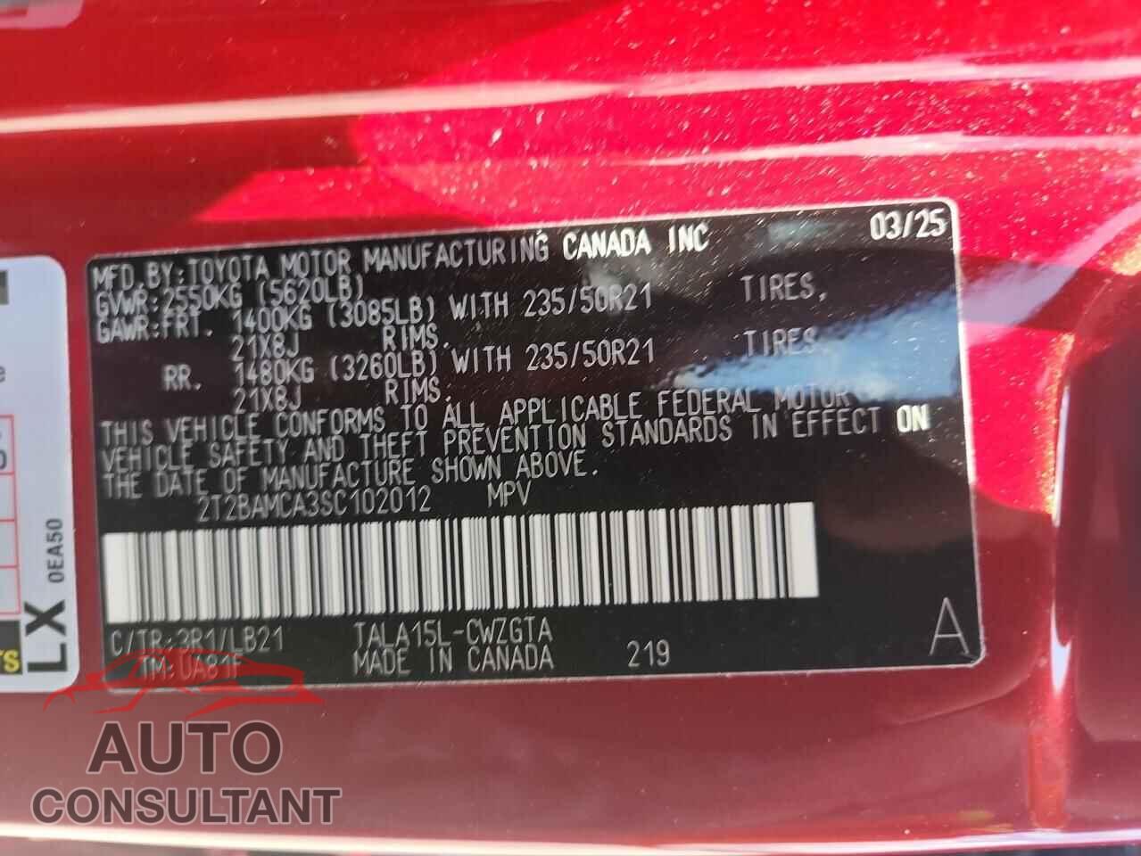 LEXUS RX350 2025 - 2T2BAMCA3SC102012