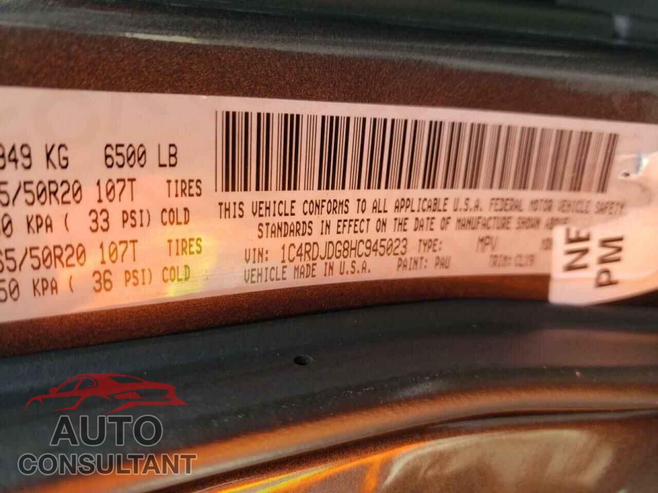 DODGE DURANGO 2017 - 1C4RDJDG8HC945023