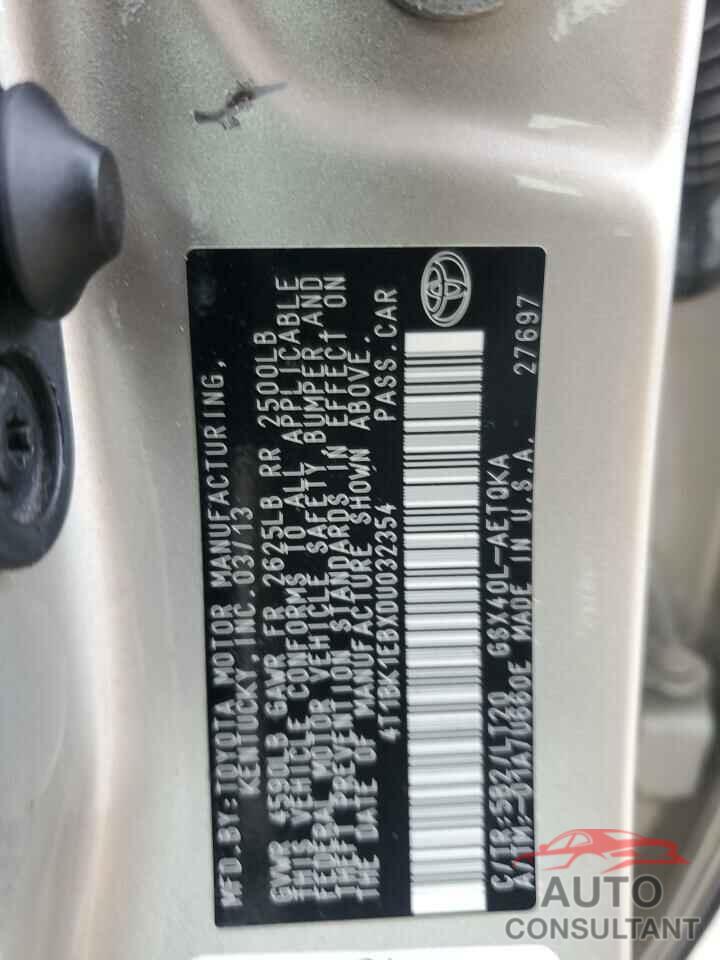 TOYOTA AVALON 2013 - 4T1BK1EBXDU032354