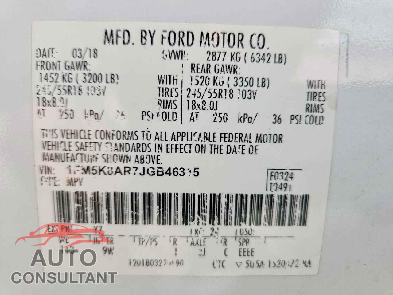 FORD EXPLORER 2018 - 1FM5K8AR7JGB46315