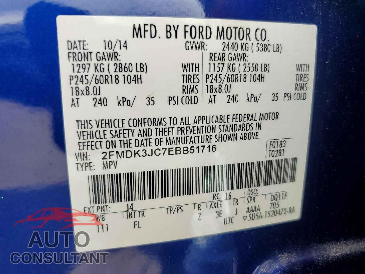FORD EDGE 2014 - 2FMDK3JC7EBB51716