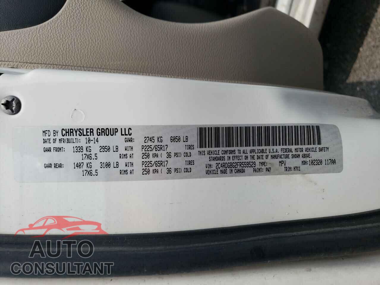 DODGE CARAVAN 2015 - 2C4RDGBG2FR559529