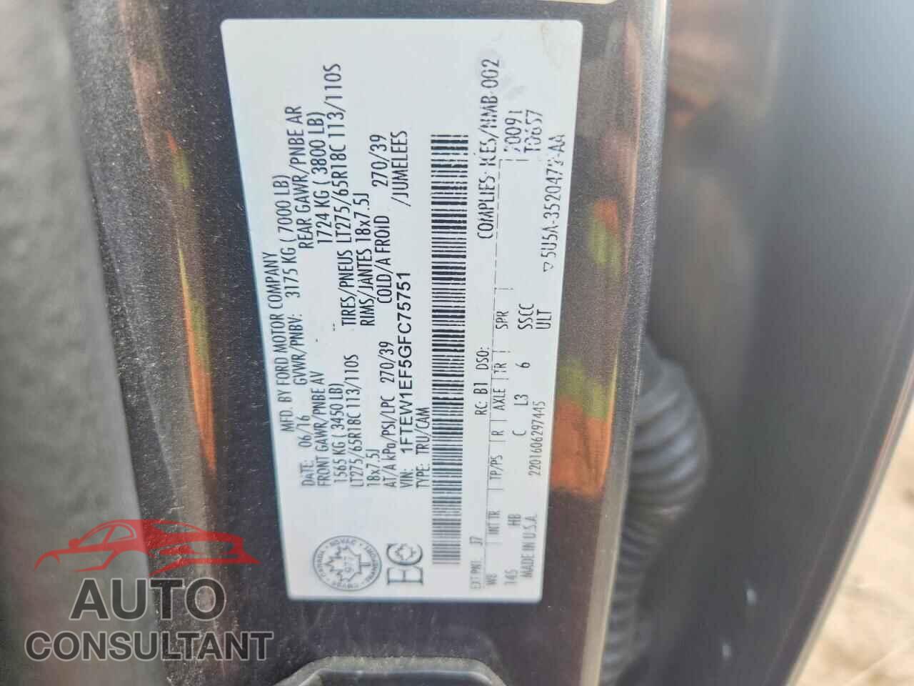 FORD F150 2016 - 1FTEW1EF5GFC75751