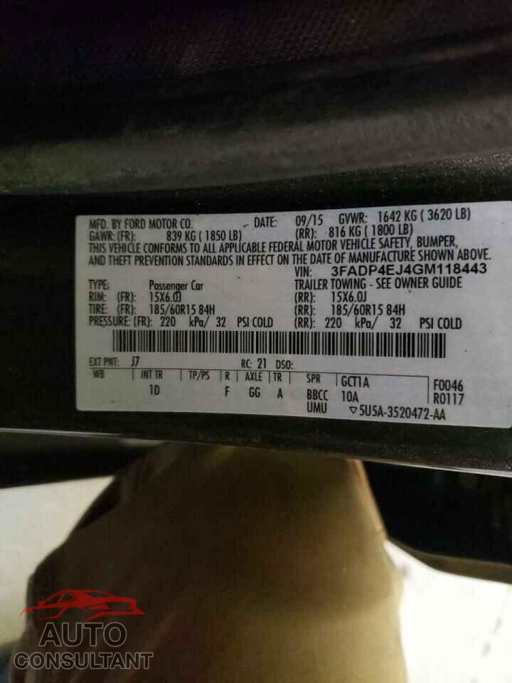 FORD FIESTA 2016 - 3FADP4EJ4GM118443