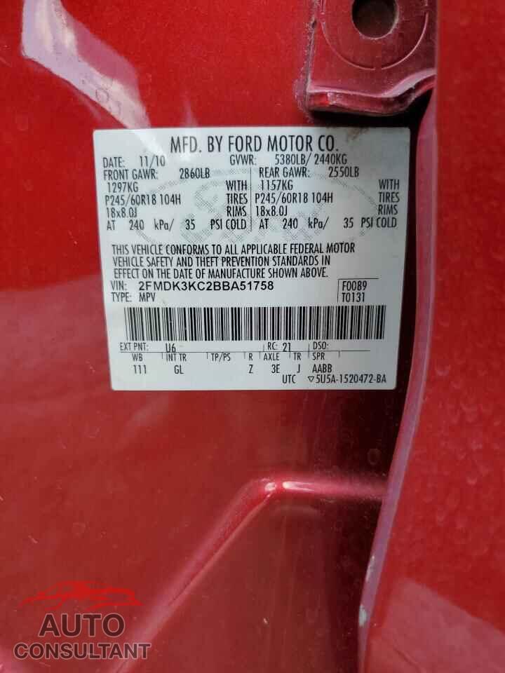 FORD EDGE 2011 - 2FMDK3KC2BBA51758