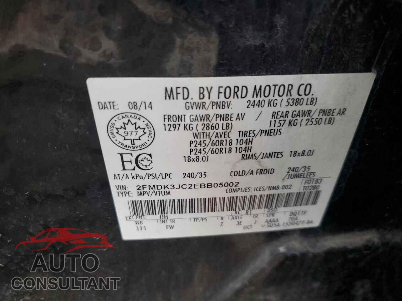 FORD EDGE 2014 - 2FMDK3JC2EBB05002
