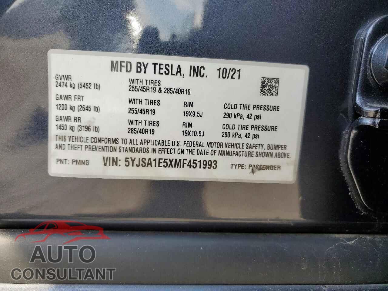 TESLA MODEL S 2021 - 5YJSA1E5XMF451993