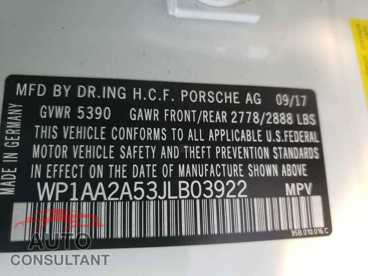 PORSCHE MACAN 2018 - WP1AA2A53JLB03922