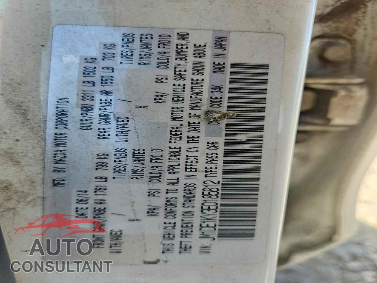 MAZDA 2 2014 - JM1DE1KY3E0185812