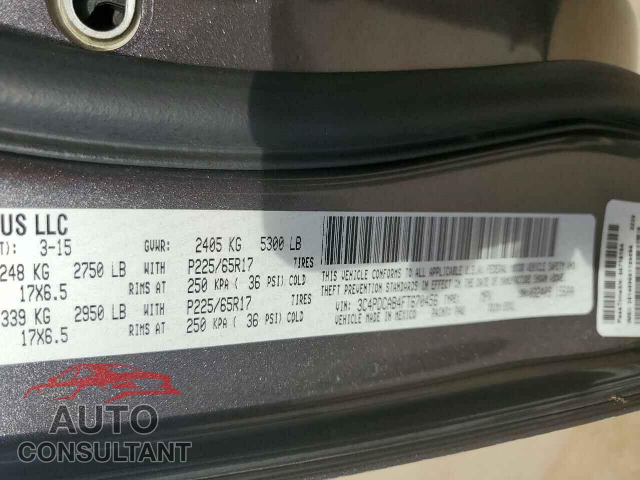 DODGE JOURNEY 2015 - 3C4PDCAB4FT670456