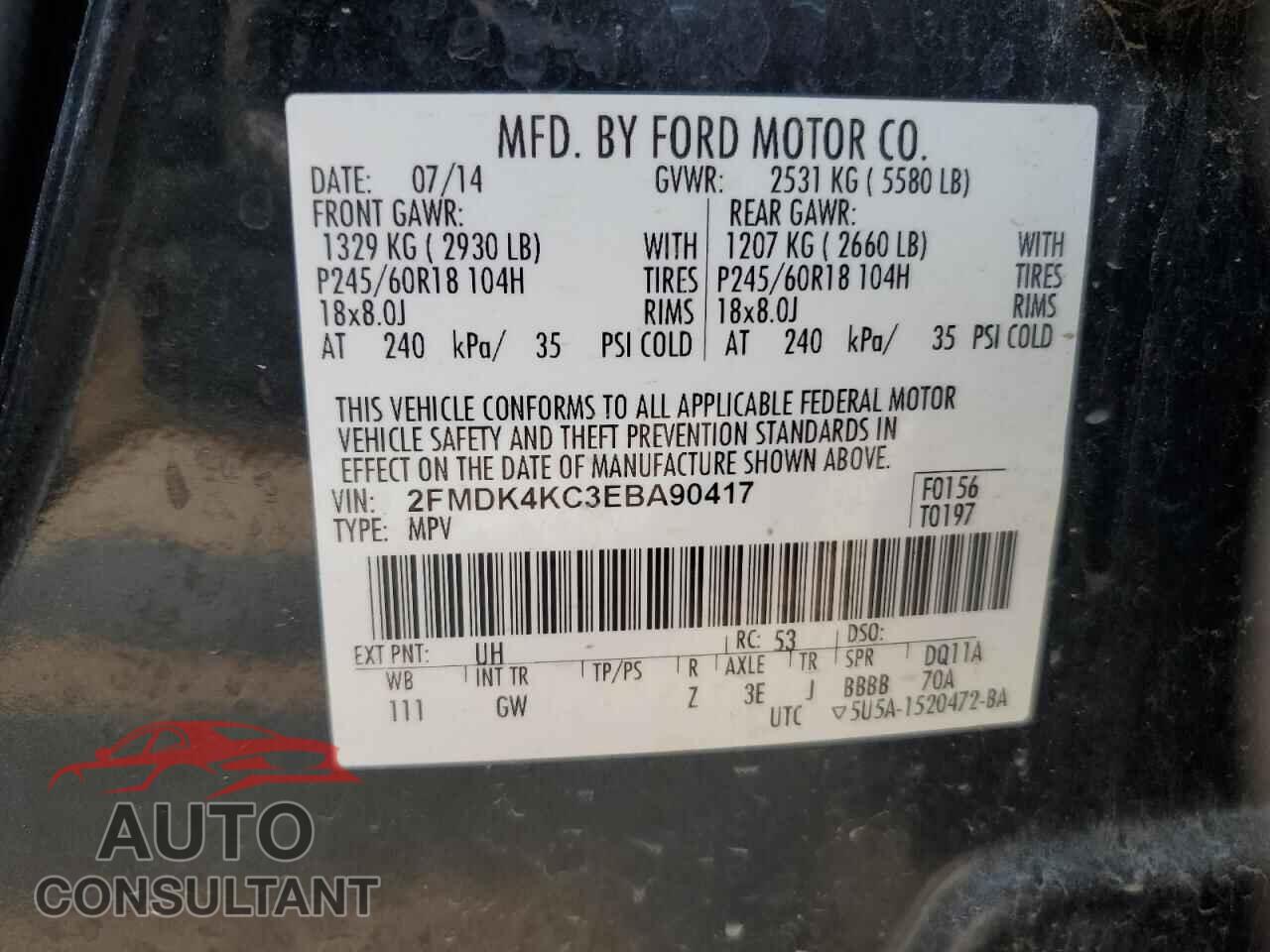 FORD EDGE 2014 - 2FMDK4KC3EBA90417