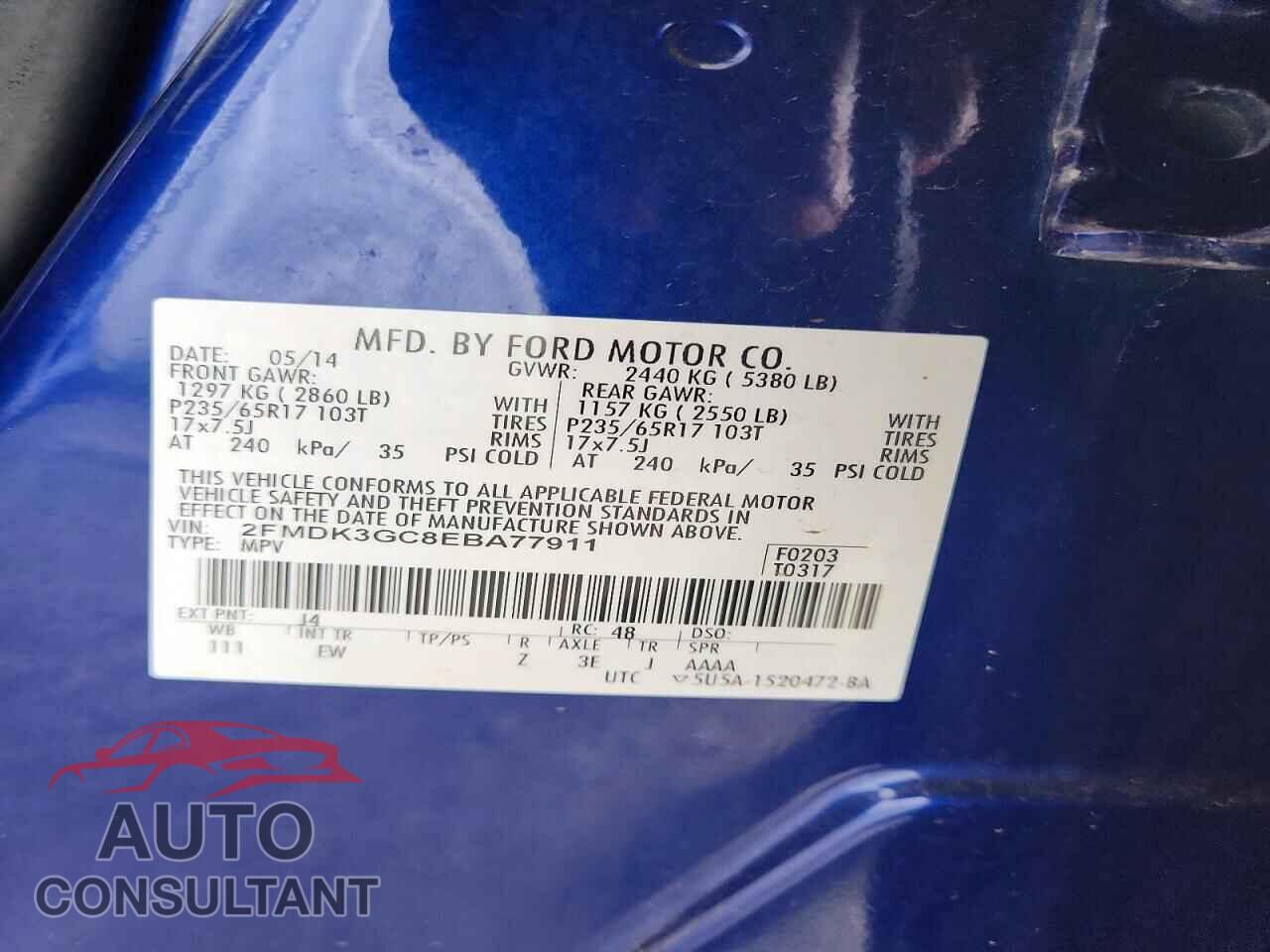 FORD EDGE 2014 - 2FMDK3GC8EBA77911