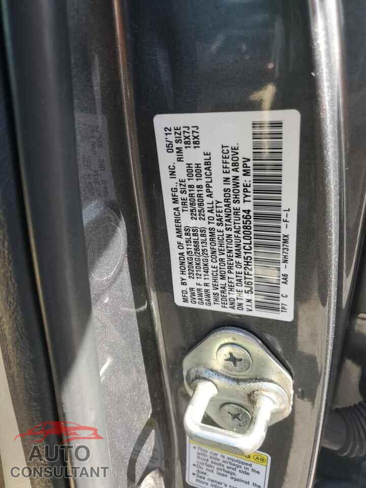 HONDA CROSSTOUR 2012 - 5J6TF2H51CL008564