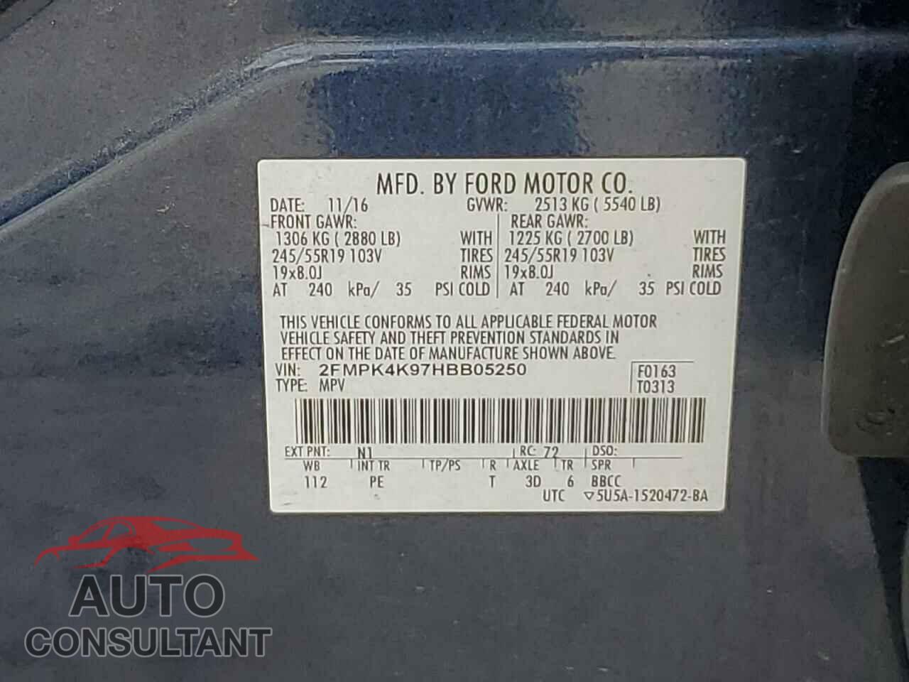 FORD EDGE 2017 - 2FMPK4K97HBB05250