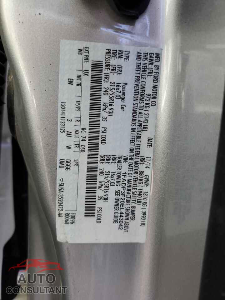 FORD FOCUS 2014 - 1FADP3F20EL443042