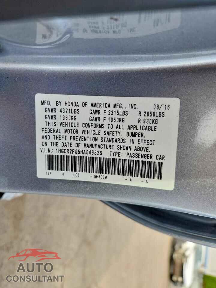 HONDA ACCORD 2017 - 1HGCR2F05HA046825