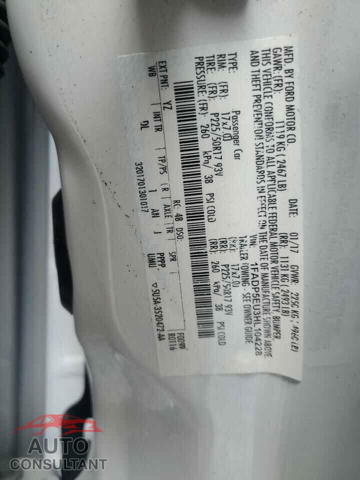 FORD CMAX 2017 - 1FADP5EU3HL104228