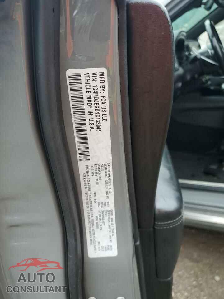 DODGE DURANGO 2022 - 1C4RDJEG0NC133046