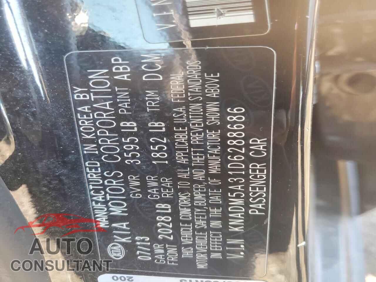 KIA RIO 2013 - KNADM5A31D6288686