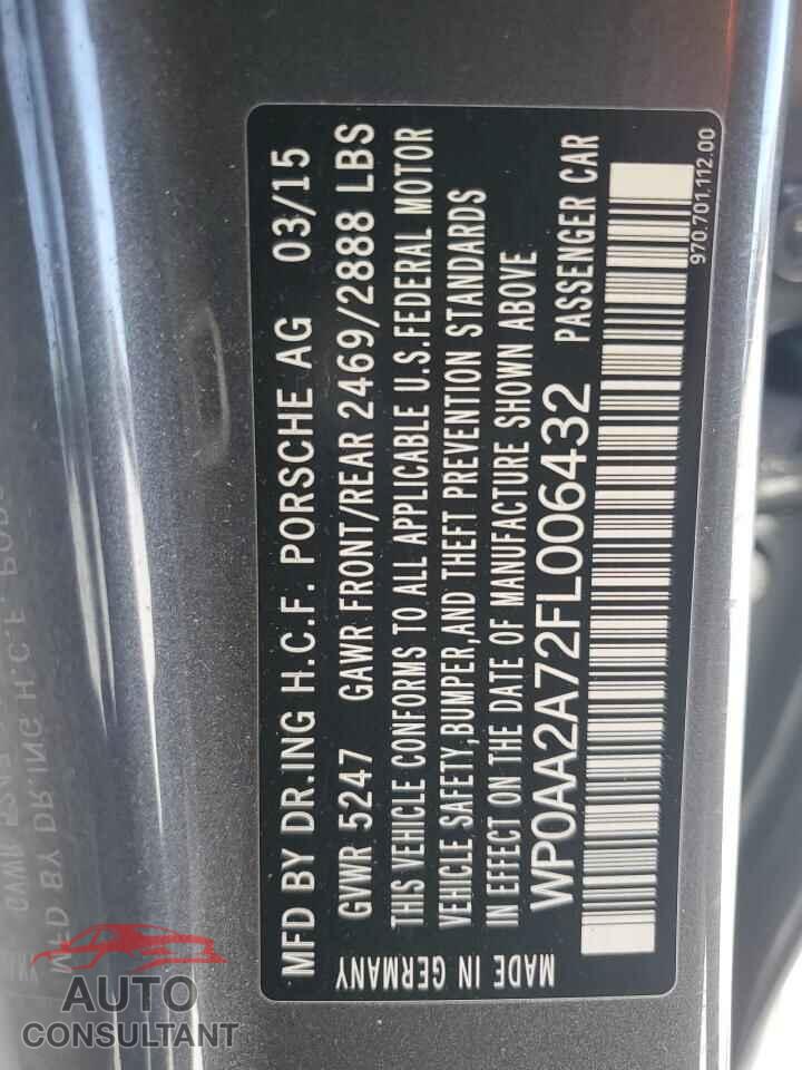 PORSCHE PANAMERA 2015 - WP0AA2A72FL006432