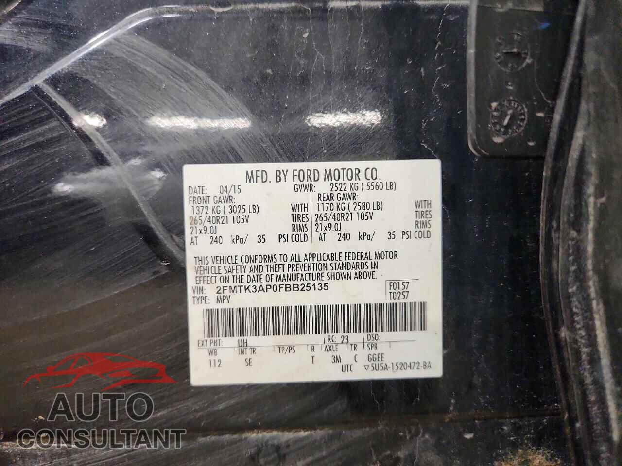 FORD EDGE 2015 - 2FMTK3AP0FBB25135