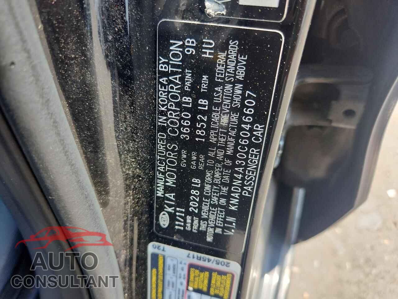 KIA RIO 2012 - KNADN4A30C6046607
