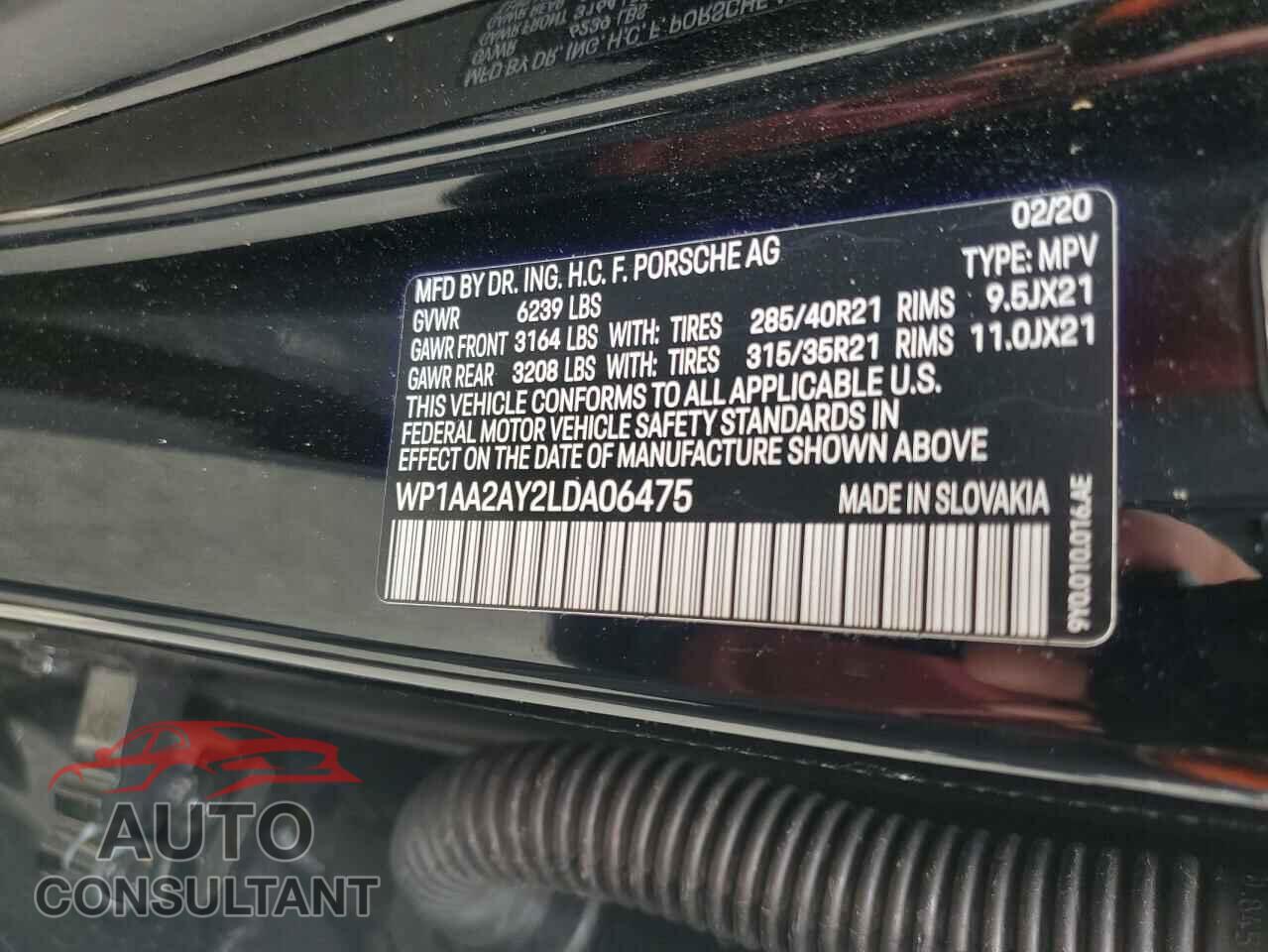 PORSCHE CAYENNE 2020 - WP1AA2AY2LDA06475