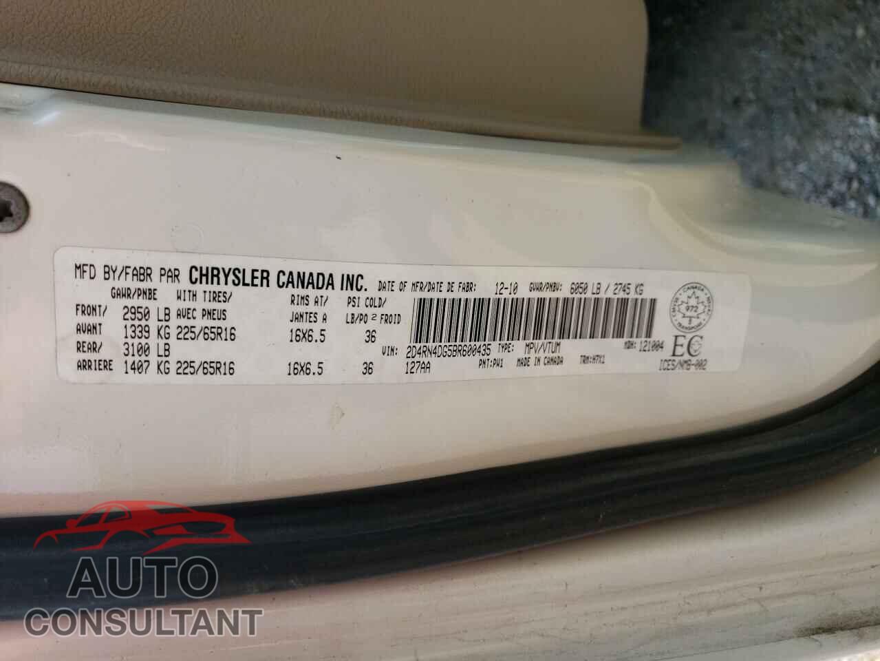 DODGE CARAVAN 2011 - 2D4RN4DG5BR600435