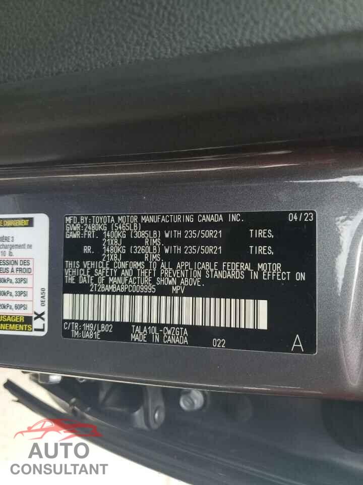LEXUS RX350 2023 - 2T2BAMBA8PC009995