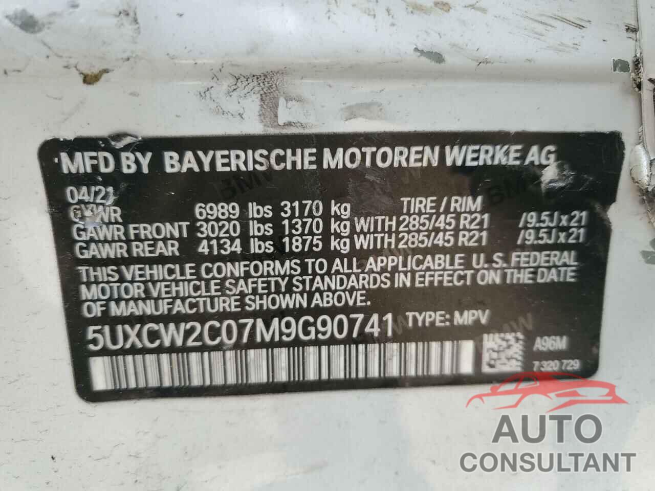 BMW X7 2021 - 5UXCW2C07M9G90741