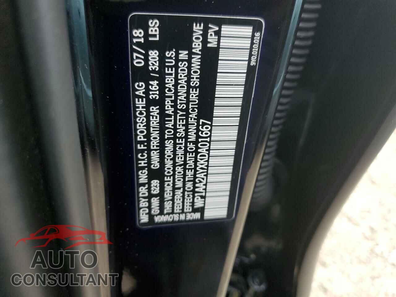 PORSCHE CAYENNE 2019 - WP1AA2AYXKDA01667