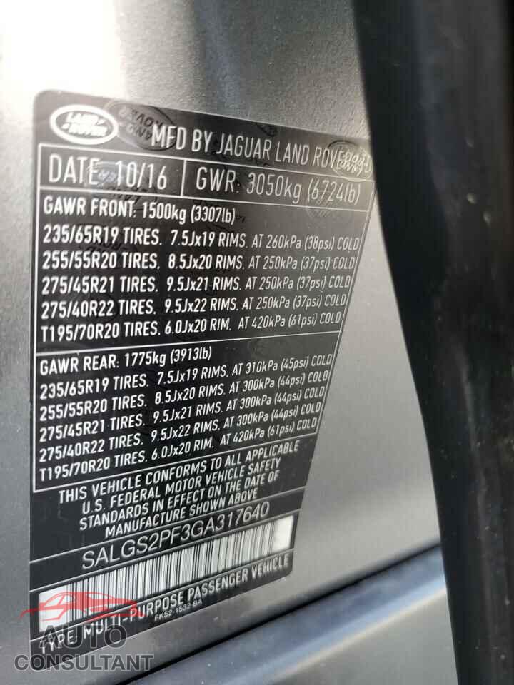 LAND ROVER RANGEROVER 2016 - SALGS2PF3GA317640