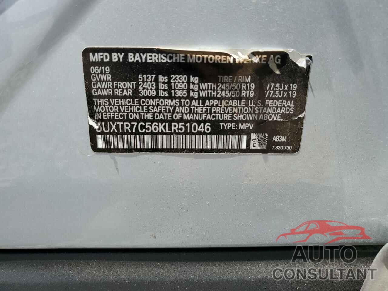 BMW X3 2019 - 5UXTR7C56KLR51046