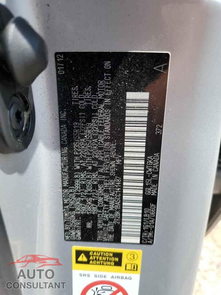 LEXUS RX350 2012 - 2T2BK1BA5CC141487