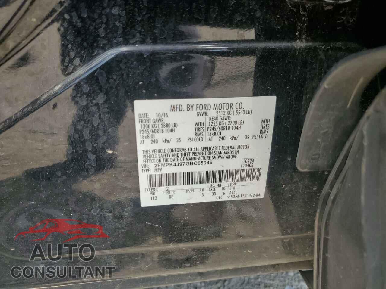 FORD EDGE 2016 - 2FMPK4J97GBC65046