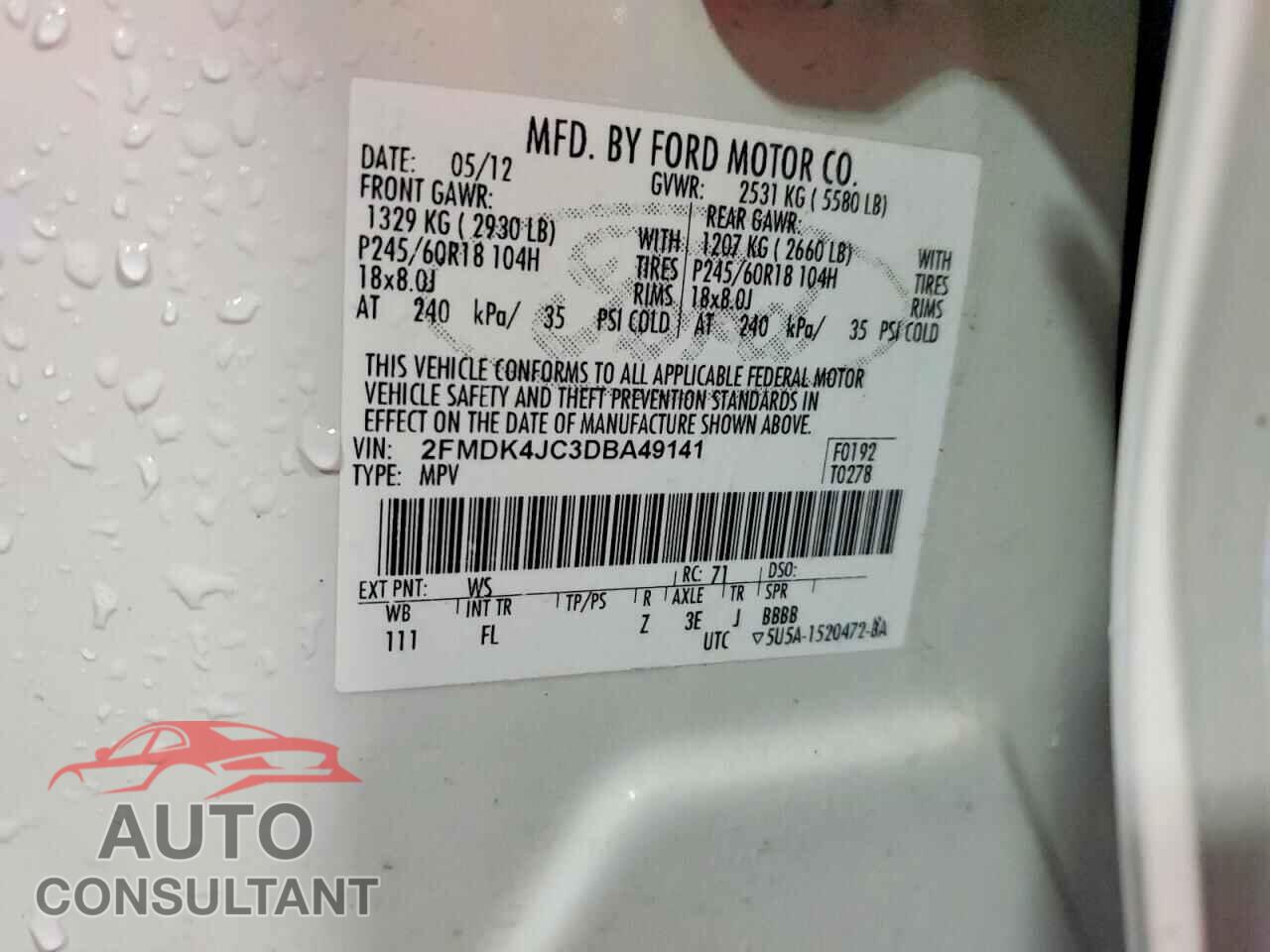 FORD EDGE 2013 - 2FMDK4JC3DBA49141