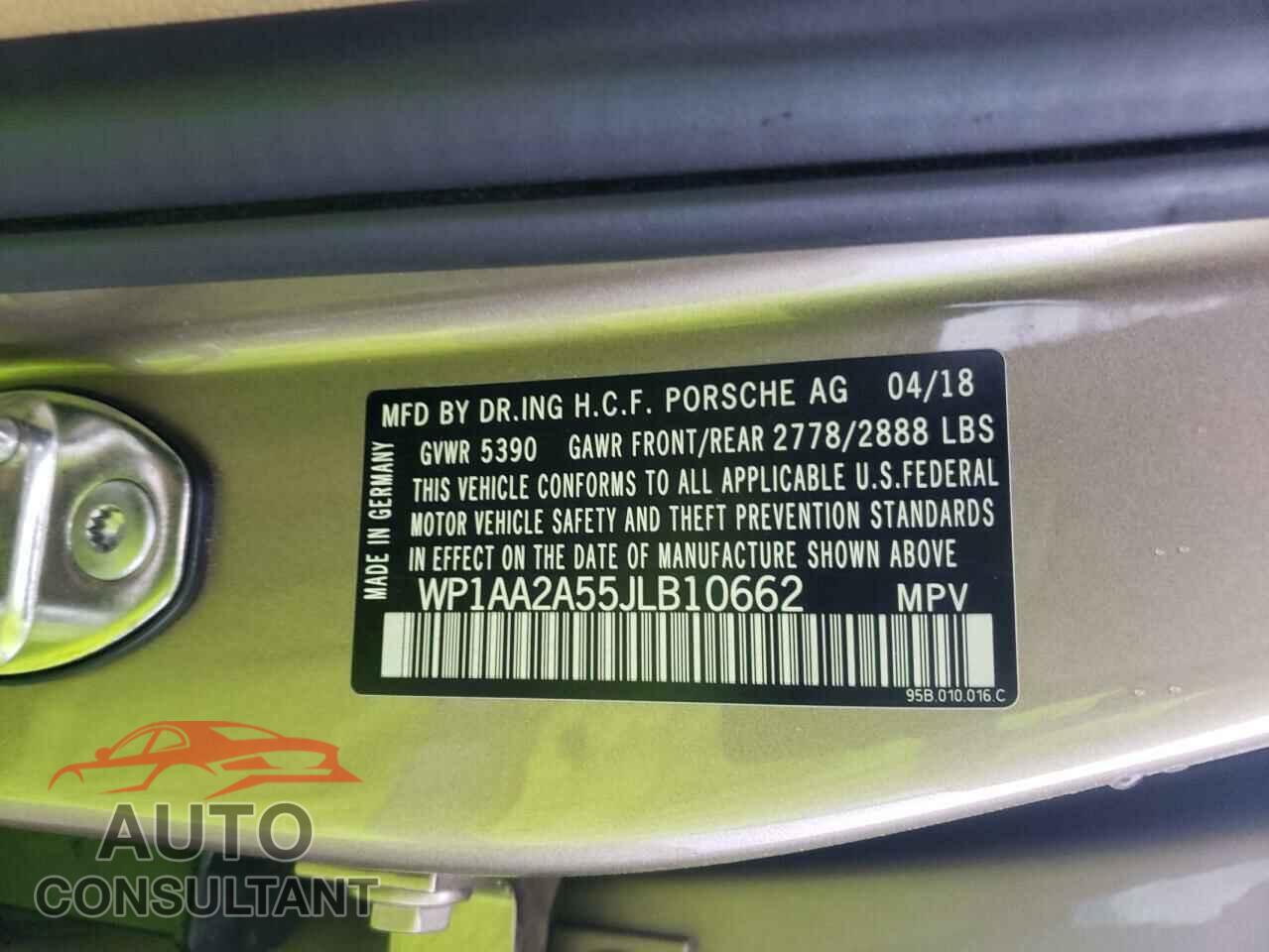 PORSCHE MACAN 2018 - WP1AA2A55JLB10662