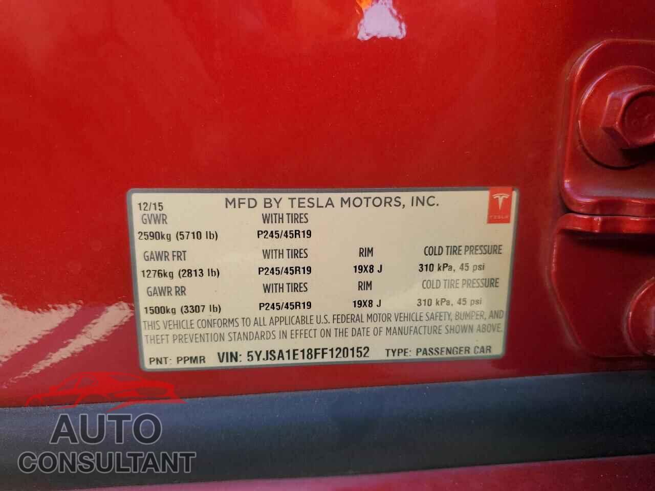 TESLA MODEL S 2015 - 5YJSA1E18FF120152