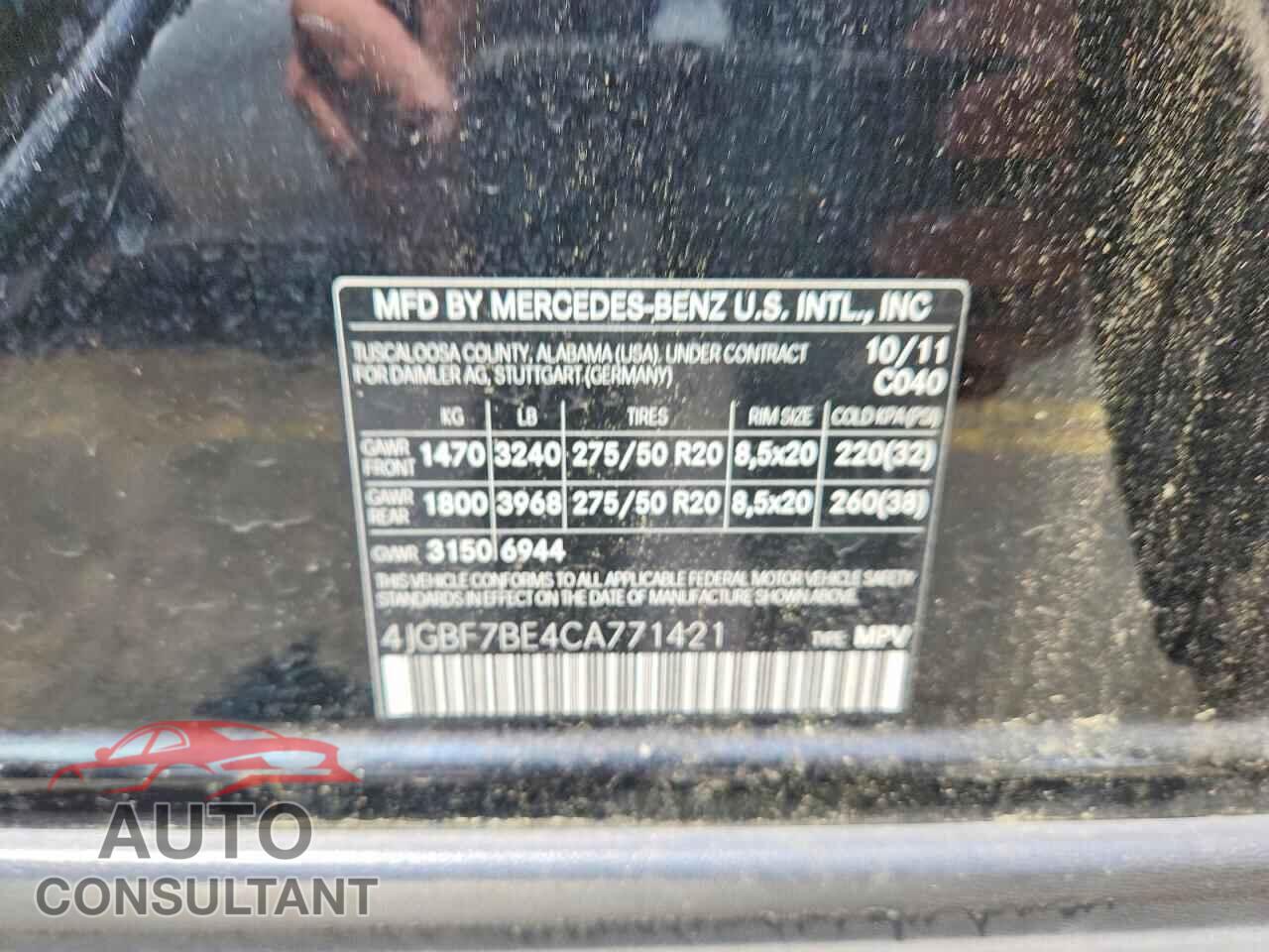 MERCEDES-BENZ GL-CLASS 2012 - 4JGBF7BE4CA771421