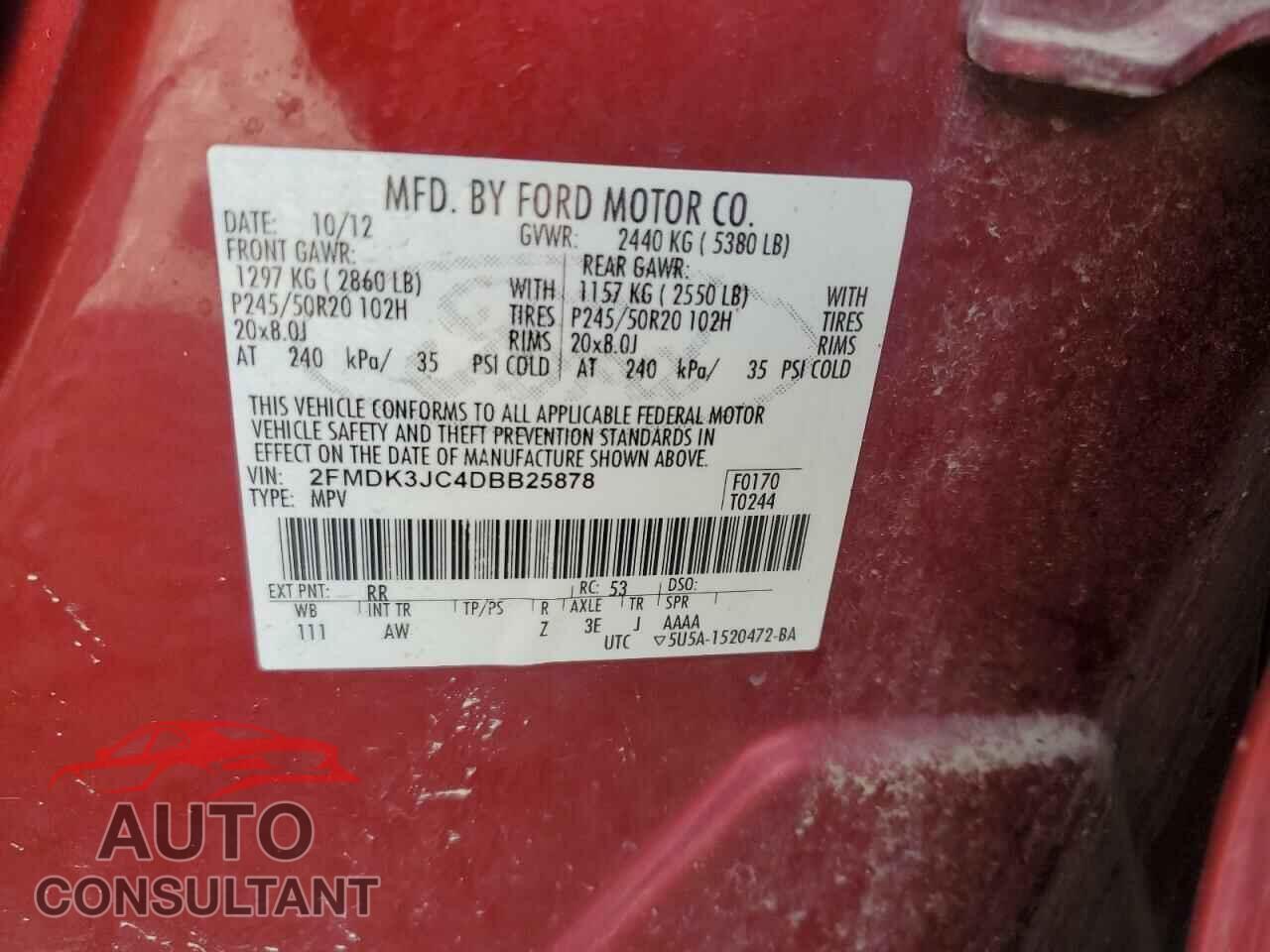 FORD EDGE 2013 - 2FMDK3JC4DBB25878