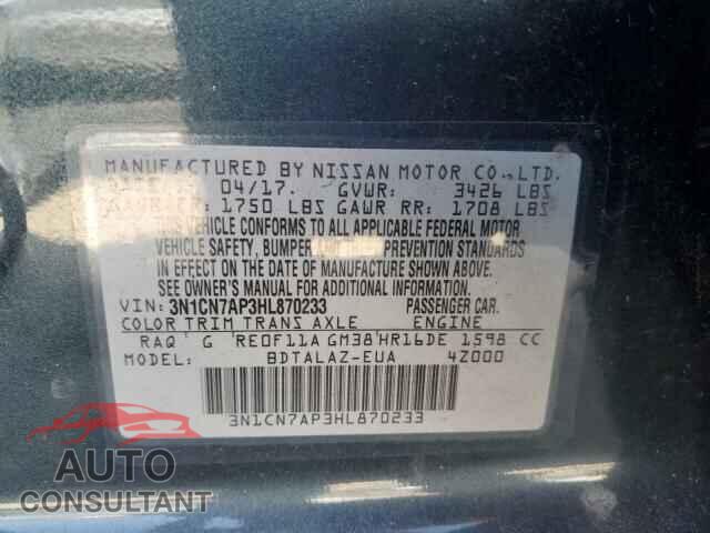 NISSAN VERSA 2017 - 3N1CN7AP3HL870233